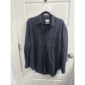 Community Aritzia Womens Charcoal Grey Oversized Button Down Shirt Size Medium